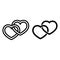Love line and glyph icon. Connected hearts vector illustration isolated on white. Wedding outline style design, designed