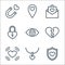 Love line icons. linear set. quality vector line set such as protection, necklace, heart, broken heart, in love, padlock, letter,