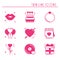 Love line icons set. Happy Valentine day pink silhouette signs and symbols. Love, couple, relationship, dating, wedding