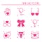 Love line icons set. Happy Valentine day pink silhouette signs and symbols. Love, couple, relationship, dating, wedding