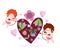 Love little cupids shooting arrow heart flowers romantic cartoon