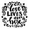 Love live here word hand lettering.