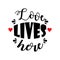 Love lives here lettering.