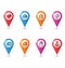 Love location pin mapping marks icons for saint valentine`s day