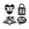 Love lock book contact 365 infinity logo icon black illustration