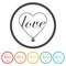 Love Lock heart ring icon, color set