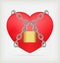 Love locked heart shape with chains