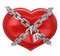 Love locked heart shape with chains