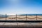 Love locks, beach and ocean in Puerto del Carmen boardwalk, Lanzarote