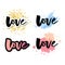 Love logo vector lettering slogan calligraphy set