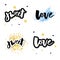 Love logo vector lettering slogan calligraphy set