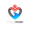 Love logo and wave design combination, People logo with love design
