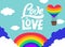 Love is love. LGBT lettering quote. Pride poster concept with colorful rainbow. Vector illustration for placard, card