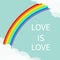 Love is love. Rainbow in the sky. Fluffy cloud in corners frame template. Cloudshape. Cloudy weather. LGBT sign symbol. Flat desig