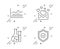 Love mail, Chemistry lab and Trade infochart icons set. Approved shield sign. Vector