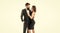 Love makes two one. Couple in love. Bearded man embrace woman in formalwear