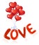 Love message with heart balloons