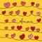 Love message with hearts entwined on yellow background