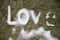 Love. Message made of snow.