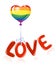 Love message with rainbow balloon