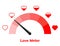 Love meter heart indicator. Love day full test valentine background card progress