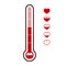 Love meter vector, level of thermometer isolated