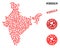 Love Mosaic Map of India and Grunge Stamps for Valentines