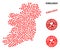 Love Mosaic Map of Ireland Island and Grunge Stamps for Valentines