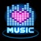 Love Music Blue Neon Equalizer. Vector design icon.