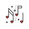 Love music heart notes line icon. Sign and symbol. Disco dance nightlife club party theme. Party basic element icon.