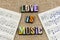 Love music sheet magic enjoy listen be happy sing song