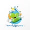 Love nature and save water for ecology and environment conservation concept design