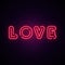 Love neon sign. Bright signboard.