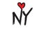 Love New York handwritten abbreviated text with heart shape vector illustration can be use for banner, t-shirt, clothes, postcard