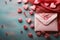 Love notes Romantic envelope adorned with heart shaped decorations