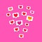 Love notifications on social networks. likes I love you. valentines day concept