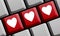 Love online - 3 Hearts on red Computer keyboard