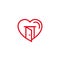 Love with opened house door Icon. Simple Heart Illustration Line Style Logo Template Design