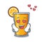 In love orange juice mascot cartoon