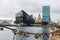 Love padlocks at the Liverpool Docks, Port of Liverpool, late on a cloudy afternoon