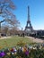 Love padlocks on metal fence Trocadero gardens Eiffel Tower