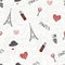 Love in Paris background. Seamless pattern