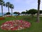 The Love Park and `The Kiss` statue on a sunny day in Miraflores district of the peruvian capital