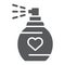 Love perfume glyph icon, valentine and holiday, aroma sign, vector graphics, a solid pattern on a white background, eps