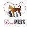 Love pets silhouettes logo