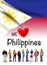 We love Philippines, A group of people pose next to the filipino flag