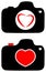 Love with photography camera heart logo
