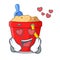 In love picture beach bucket on shovel cartoon