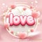 love pink editable text effect with heart shape 3d render style