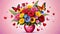 Love pink vase butterfly flower blossom nature design